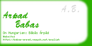 arpad babas business card